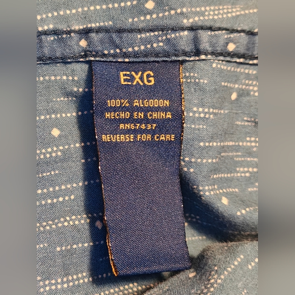 Polo Jeans Co. Collared Western Yoked Long Sleeve Button Shirt Blue & White XL - Picture 10 of 13